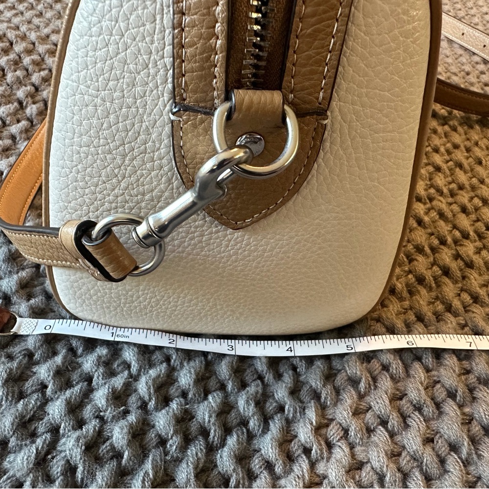 Coach Pebbled Leather Rowan Satchel in Taupe/Beige - Picture 10 of 12